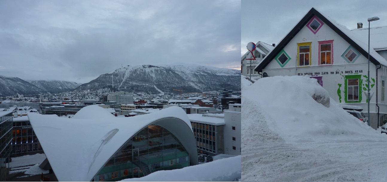 View from the apartment roof in Tromso and it is never too late to be a rock star