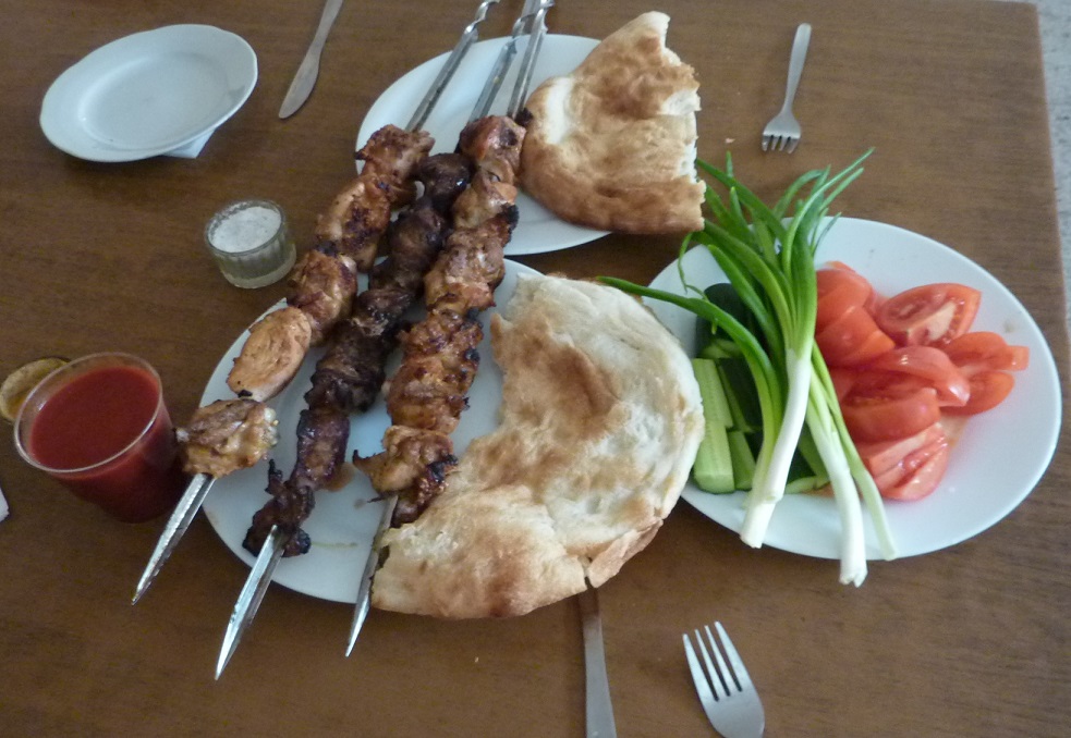 Awesome kebab meat at Sasliki Mangalos