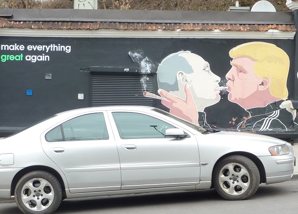 Putin kisses Trump has become a blow-back. Naughty boys.