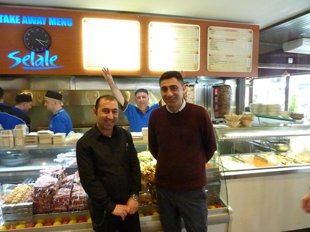 Our waiter for the London kebab - Zeynel - with the owner and the happy chef at Selale kebab restaurant