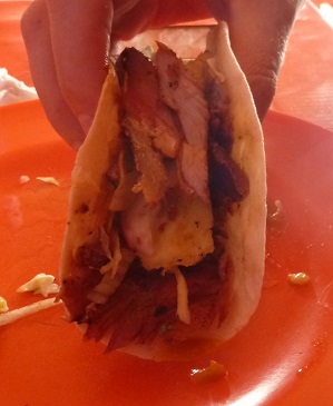 closeup of Mexican kebab