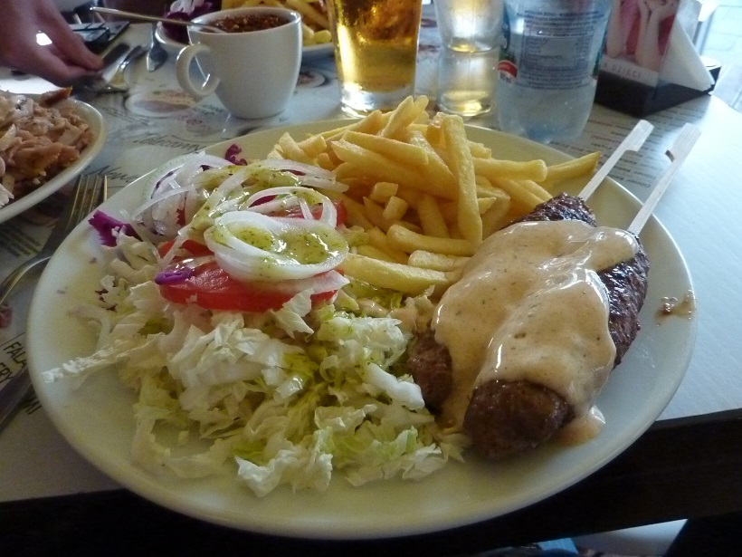 Plate of kebab items from Poland