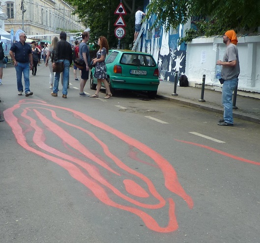 Bucharest street art vagina kebab